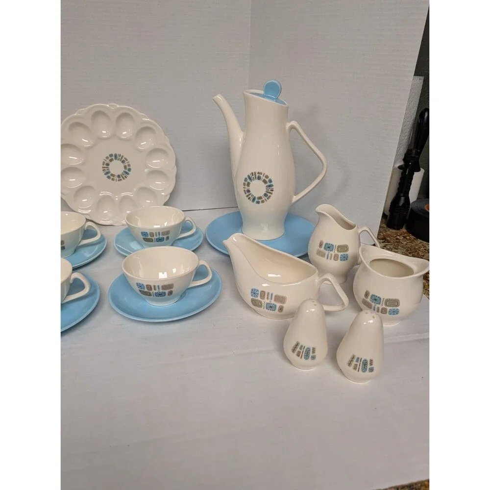 Vintage Atomic Age Mid Century Temporama Canonsburg Pottery Set 49 Pieces